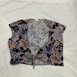 Floral Print Wrap Top